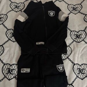 NFL Black Raiders Full-Zip Hoodie with Embroidered Crest